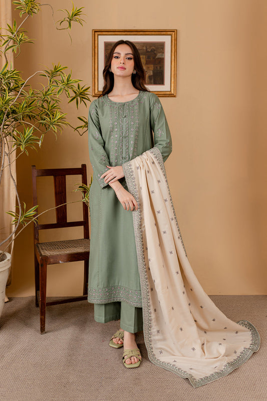 JAZMIN - 3PC LAWN EMBROIDERED SHIRT WITH LAWN EMBROIDERED  DUPATTA AND LAWN TROUSER-BIC-1252