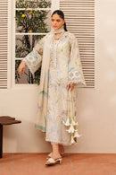 BAROQUE-3PC LAWN PRINTED EMB SHIRT WITH SILK PRINTED DUPATTA AND TROUSER-BIC-050