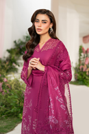 IZNIK-3PC DHANAK SEQUIN EMBROIDRED SHIRT WITH COURTRAI PRINTED EMB SHAWL AND TROUSER-BIC-4125