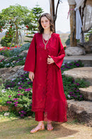 GARNET-3PC LAWN CHIKANKARI EMBROIDERED SHIRT WITH KHADDI NET EMB DUPATTA AND TROUSER-BIC-4843