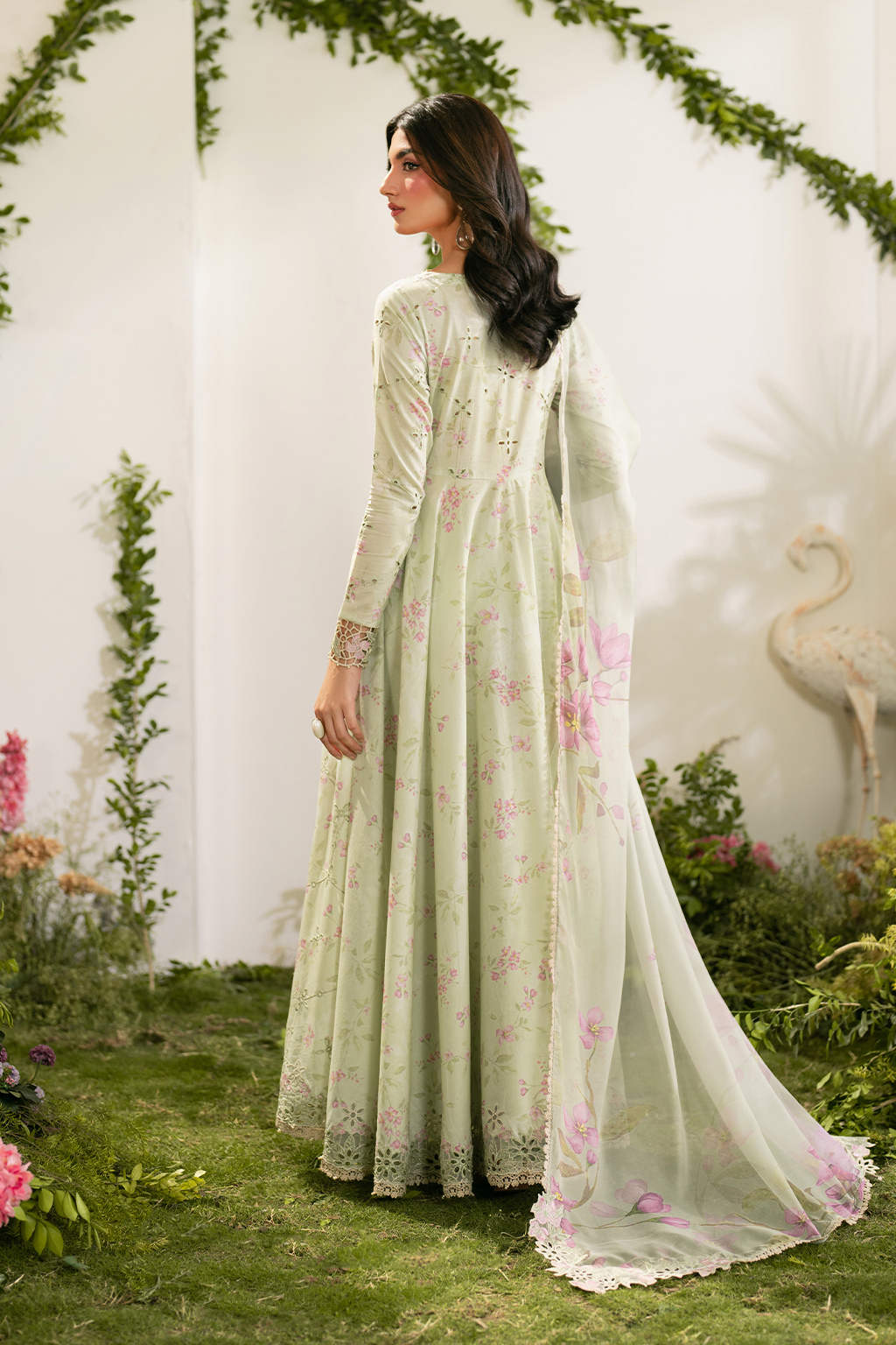 IZNIK-3PC LAWN PRINTED EMB FROCK WITH SILK PRINTED DUPATTA AND TROUSER-BIC-067