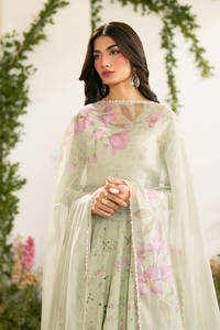 IZNIK-3PC LAWN PRINTED EMB FROCK WITH SILK PRINTED DUPATTA AND TROUSER-BIC-067