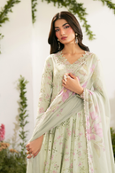 IZNIK-3PC LAWN PRINTED EMB FROCK WITH SILK PRINTED DUPATTA AND TROUSER-BIC-067