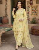 BAROQUE-3PC DHANAK EMBROIDERED SHIRT WITH CHIFFON EMBROIDERED DUPATTA AND EMB TROUSER-BIC-5258