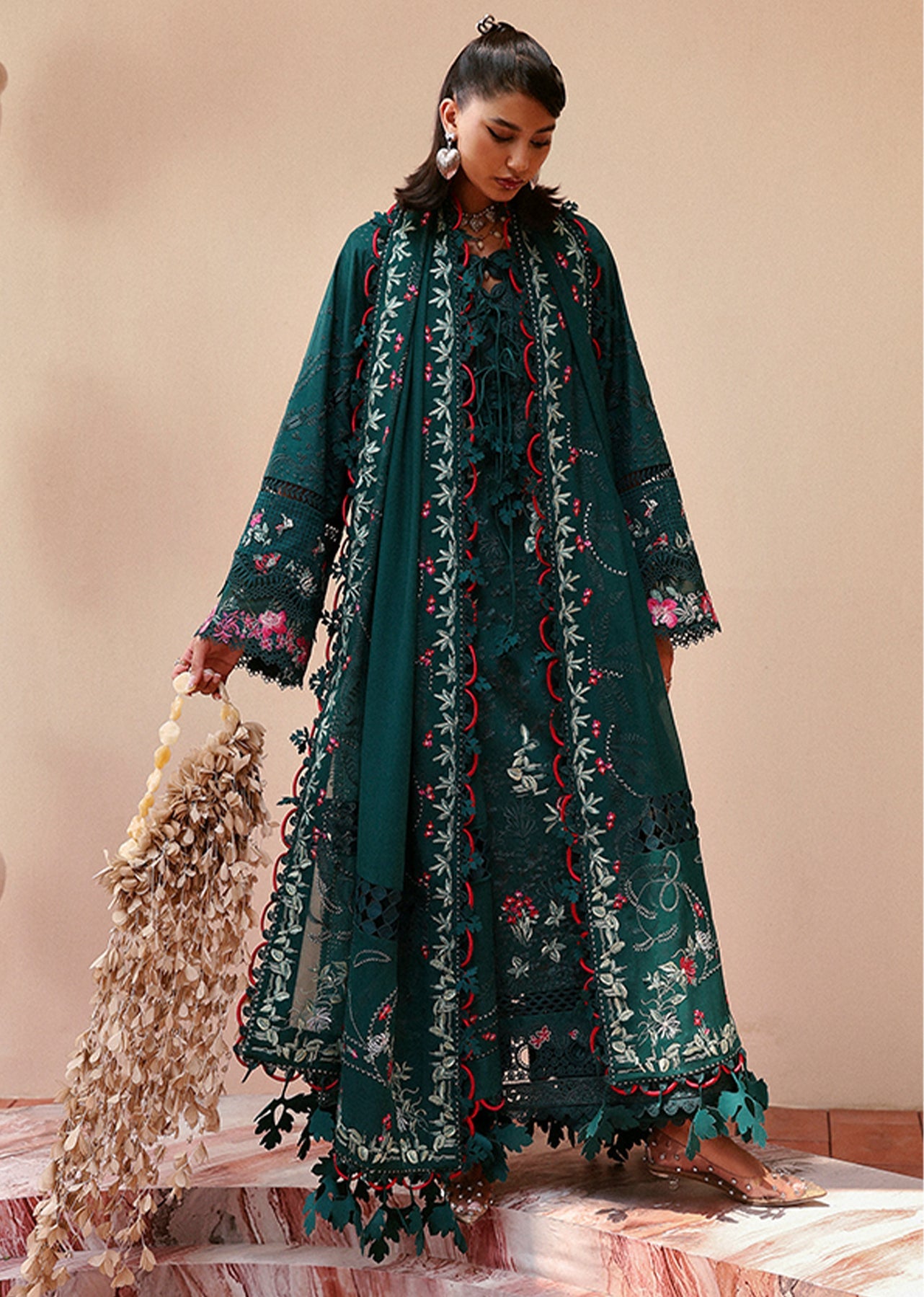 SUFFUSE-3PC LAWN EMBROIDERED SHIRT WITH ORGANZA EMBROIDERED DUPATTA AND TROUSER -BIC-4773