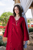GARNET-3PC LAWN CHIKANKARI EMBROIDERED SHIRT WITH KHADDI NET EMB DUPATTA AND TROUSER-BIC-4843