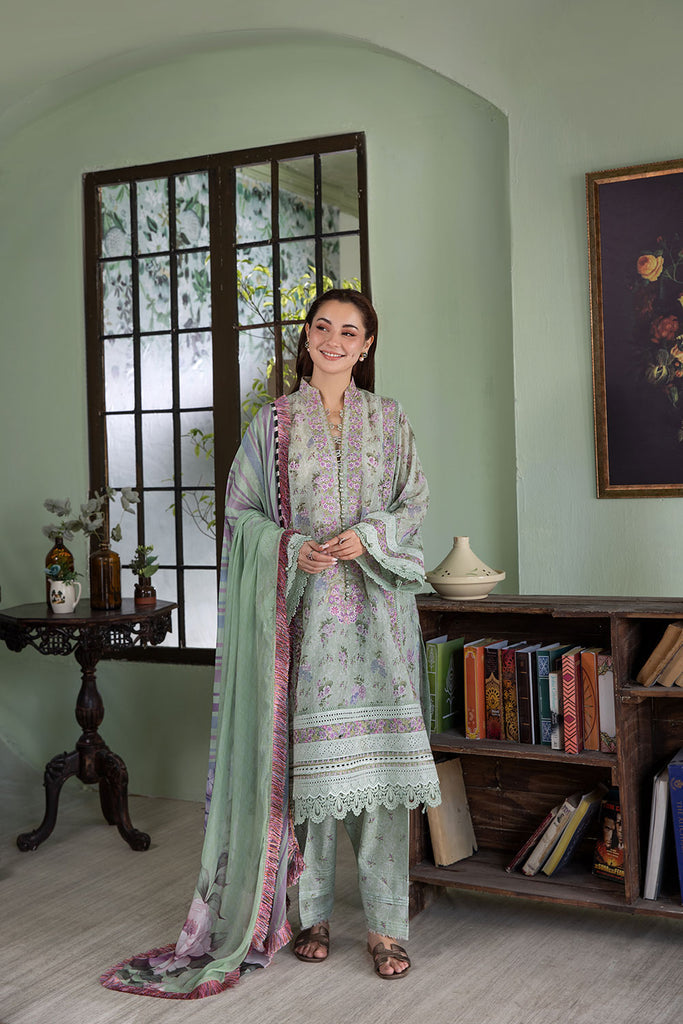 SOBIA NAZIR-3PC KARANDI PRINTED EMBROIDERED SHIRT WITH KARANDI PRINTED DUPATTA AND TROUSER-BIC-2564