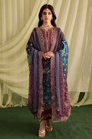 NUREH-3PC LAWN DIGITAL PRINTED EMBROIDERED SHIRT WITH CHUNRI PRINTED EMB DUPATTA AND DYED TROUSER-BIC-018