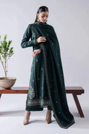ASIM JOFA-3PC DHANAK EMBROIDERED SHIRT WITH DHANAK EMBROIDERED SHAWL & TROUSER-BIC-