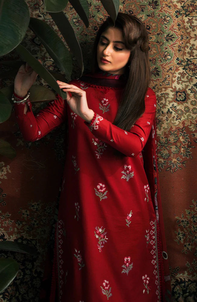SERAN-3PC LAWN EMBROIDERED SHIRT WITH MONARK PRINT DUPATTA & EMB TROUSER-BIC-3646