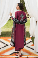 BATIK -3PC DHANAK EMBROIDERED SHIRT WITH COUTRAI WOOL PRINTED SHAWL & TROUSER-BIC-3120