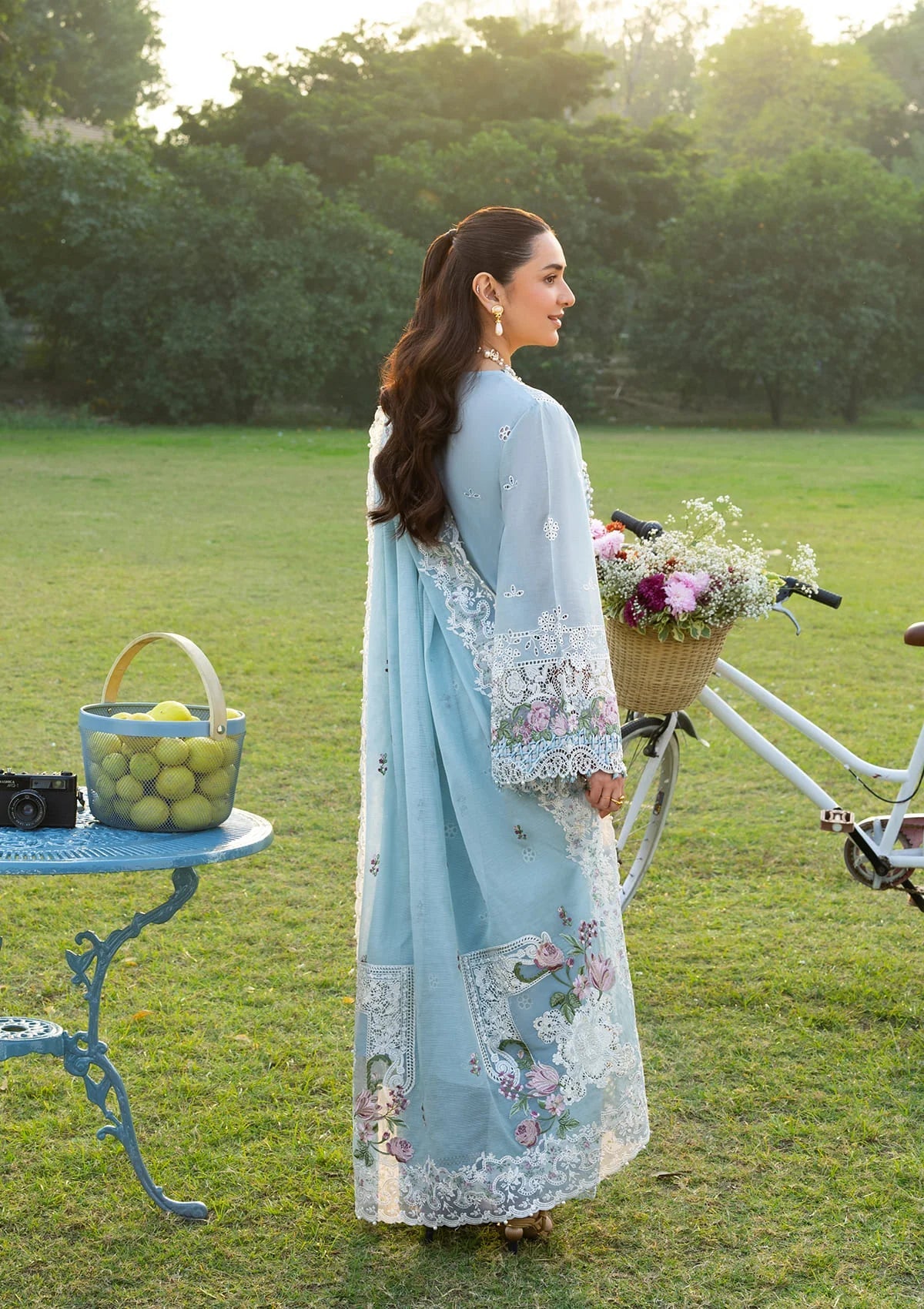 ELAF-3PC DHANAK EMBROIDERED SHIRT WITH DHANAK EMBROIDERED SHAWL AND TROUSER-BIC-5242