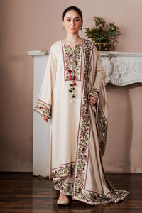 ZAIB-3PC KARANDI EMBROIDERED SHIRT WITH KARANDI EMB SHAWL AND EMB TROUSER-BIC-5213