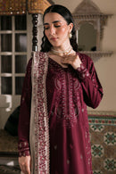 NUREH-3PC DHANAK EMBROIDERED SHIRT WITH DHANAK EMBROIDERED SHAWL AND TROUSER-BIC-4375