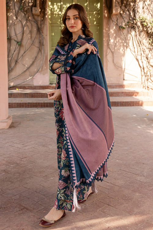 BAROQUE-3PC KHADDAR PRINTED SHIRT WITH KHADDAR PRINTED DUPATTA AND PRINT TROUSER-BIC-2647