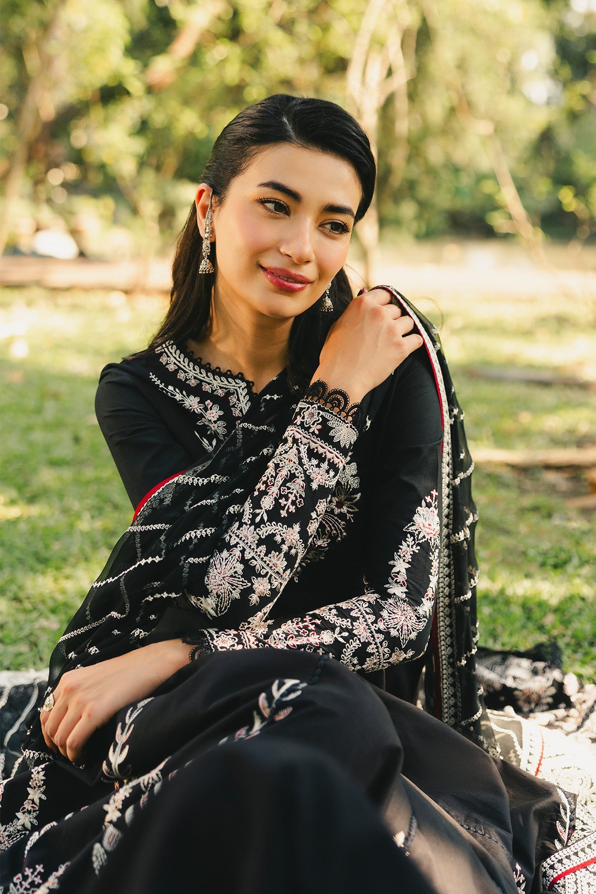 AFROZEH-3PC LAWN EMBROIDERED FROCK WITH CHIFFON EMB DUPATTA AND TROUSER-BIC-4921