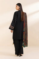 SAPPHIRE-3PC DHANAK EMBROIDERED SHIRT WITH COURTRAI PRINTED SHAWL & TROUSER-BIC-4242