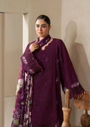 ELAF-3PC DHANAK EMBROIDERED SHIRT WITH COUTRAI PRINTED SHAWL AND TROUSER-BIC-5253