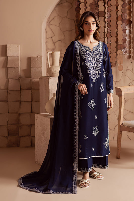 BATIK-3PC DHANAK EMBROIDERED SHIRT WITH CHIFFON EMBROIDERED DUPATTA AND EMB TROUSER BIC-4180
