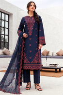 JAZMIN-3PC LAWN EMBROIDERED SHIRT WITH CHIFFON EMBROIDERED DUPATTA AND TROUSER-BIC-4611