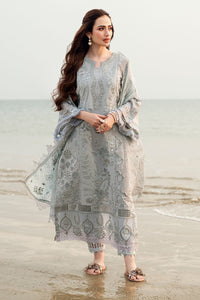 NUREH-3PC DHANAK LASER WORK EMBROIDERED SHIRT WITH CHIFFON EMBROIDERED DUPATTA & TROUSER-BIC-4214