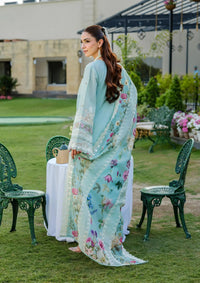 ELAF-3PC LAWN CHIKANKAARI EMBROIDERED SHIRT WITH CHIFFON PRINTED DUPATTA AND TROUSER-BIC-4757