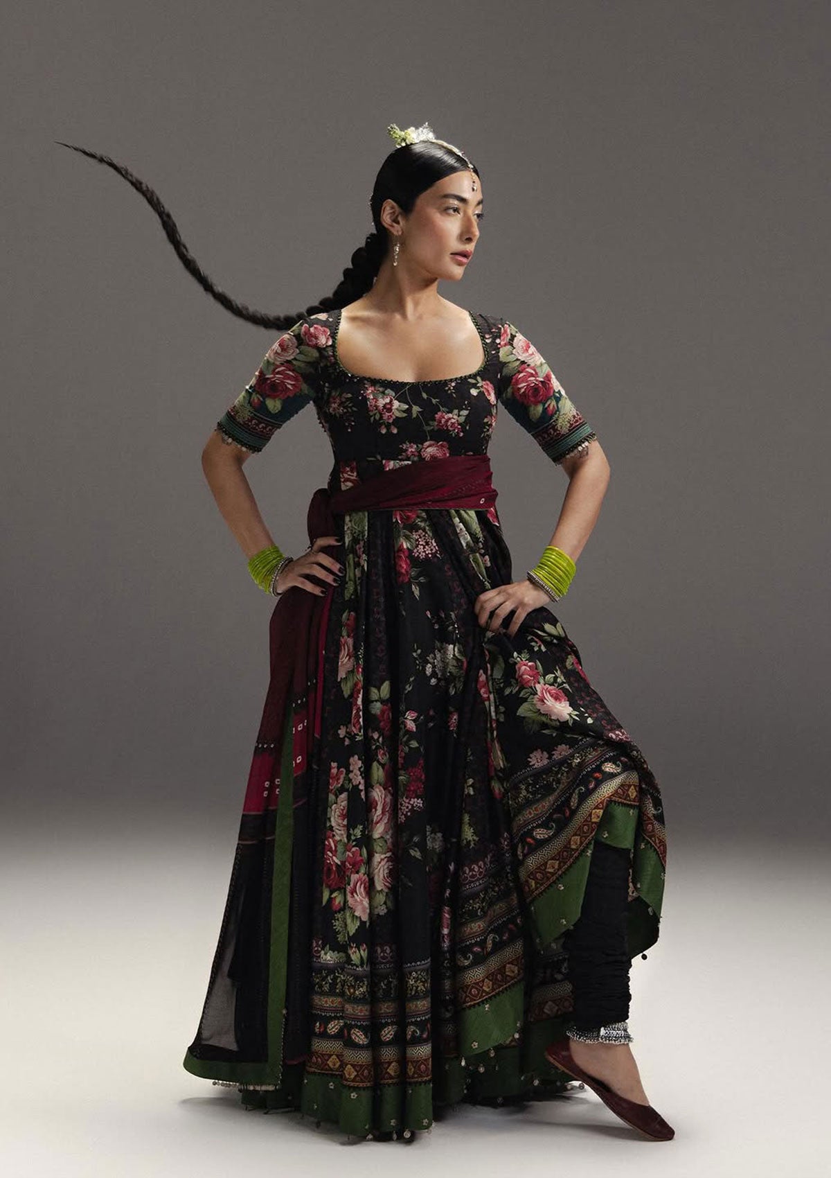 ZARA SHAH JAHAN-3PC DIGITAL PRINTED FROCK WITH SILK PRINTED DUPATTA & DYED TROUSER-BIC-070
