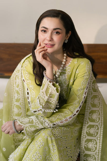 MARYAM & MARIA-3PC LAWN EMBROIDERED SHIRT WITH ORGANZA EMBROIDERED DUPATTA & TROUSER-BIC-3775