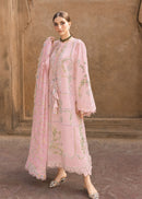 CRIMSON-3PC DHANAK EMBROIDERED SHIRT WITH WOOL PRINTED EMB SHAWL AND TROUSER-BIC-5190