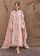 CRIMSON-3PC DHANAK EMBROIDERED SHIRT WITH WOOL PRINTED EMB SHAWL AND TROUSER-BIC-5190