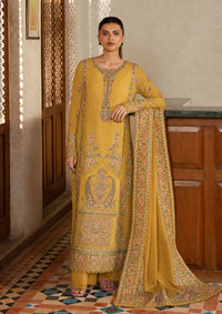 AFROZEH-3PC DHANAK EMBROIDERED SHIRT WITH DHANAK EMB SHAWL AND TROUSER-BIC-5209