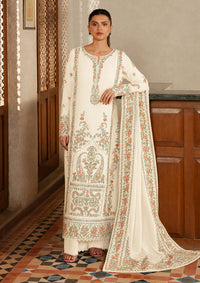 AFROZEH-3PC DHANAK EMBROIDERED SHIRT WITH DHANAK EMB SHAWL AND TROUSER-BIC-5208