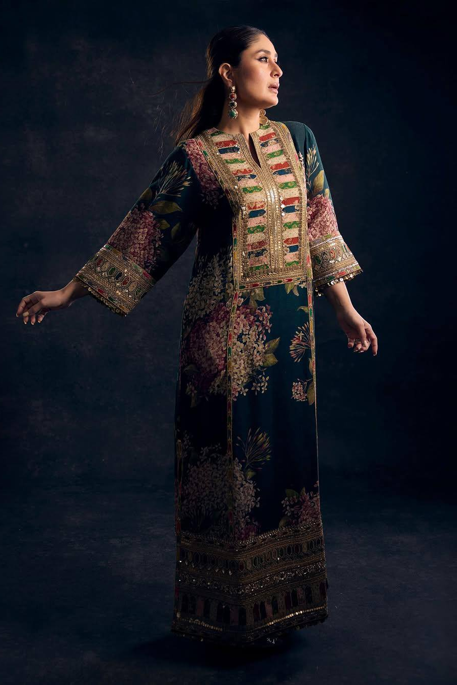 MARIA.B-2PC SHAMOZE SILK PRINTED EMBROIDERED SHIRT & PRINTED EMB SLEEVES-1734