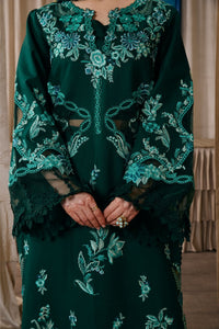 MARYAM HUSSAIN-3PC DHANAK CHIKAN EMBROIDERED SHIRT WITH COUTRAI PRINTED SHAWL AND TROUSER-BIC-5300