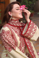 ASIM JOFA-3PC DHANAK EMBROIDERED SHIRT WITH DHANAK EMBROIDERED SHAWL & TROUSER-BIC-4304