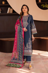 BATIK-3PC DHANAK SEQUENCE EMBROIDERED SHIRT WITH COUTRAI PRINTED SHAWL & DHANAK EMB TOUSER-BIC-4179
