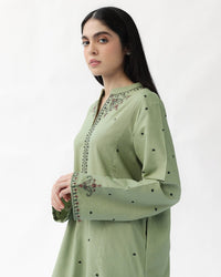 ZARA SHAH JAHAN-2PC DHANAK EMBROIDERED SHIRT WITH DHANAK EMBROIDRED SLEEVES-BIC-143