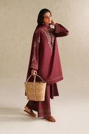 IZNIK-3PC DHANAK EMBROIDERED SHIRT WITH DHANAK EMBROIDERED SHAWL AND EMB TROUSER -BIC-5164