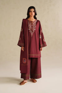 IZNIK-3PC DHANAK EMBROIDERED SHIRT WITH DHANAK EMBROIDERED SHAWL AND EMB TROUSER -BIC-5164