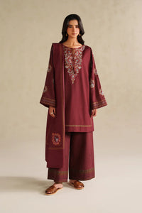 IZNIK-3PC DHANAK EMBROIDERED SHIRT WITH DHANAK EMBROIDERED SHAWL AND EMB TROUSER -BIC-5164