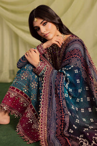 NUREH-3PC LAWN DIGITAL PRINTED EMBROIDERED SHIRT WITH CHUNRI PRINTED EMB DUPATTA AND DYED TROUSER-BIC-018