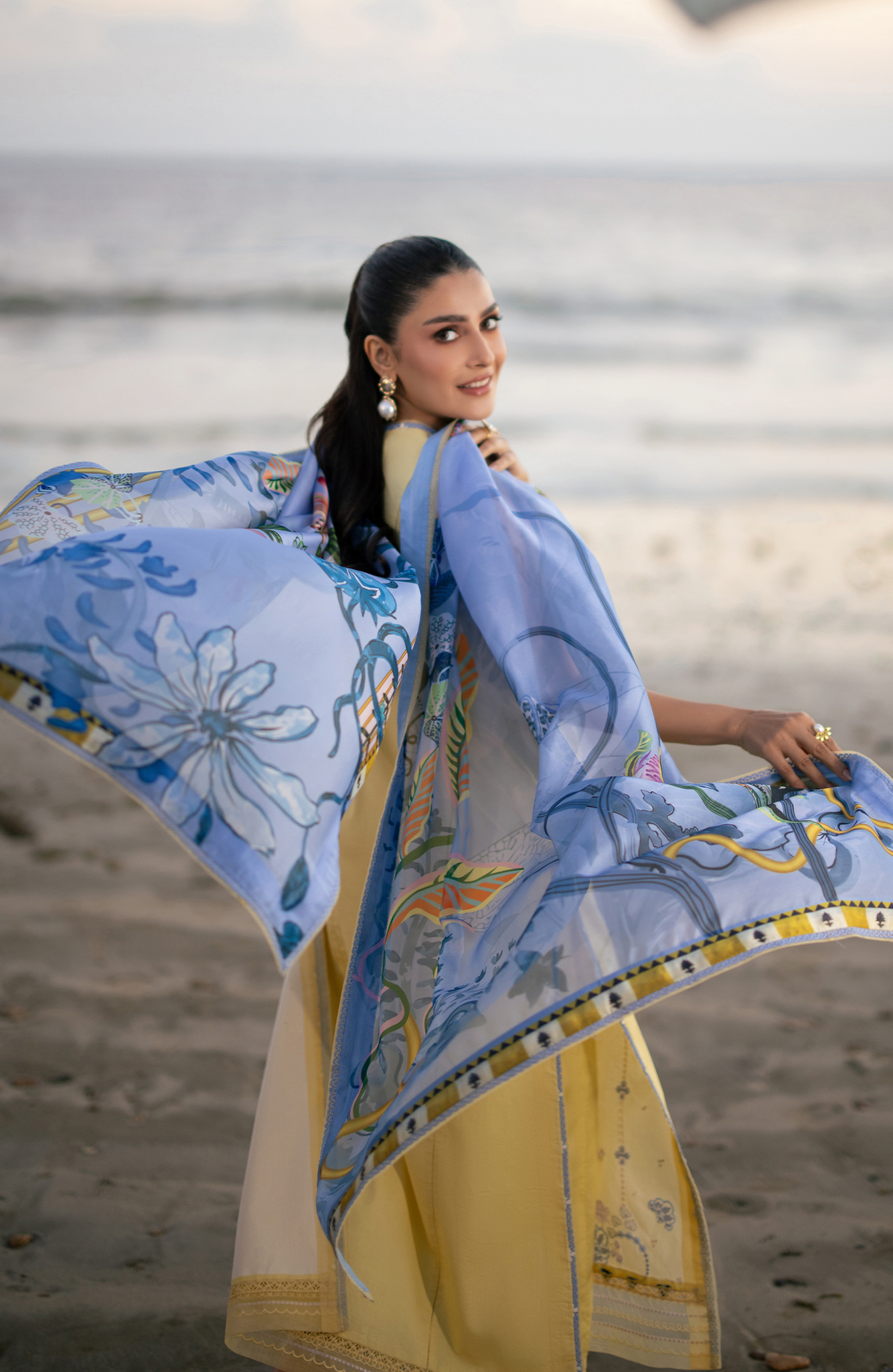 SERAN-3PC LAWN EMBROIDERED SHIRT WITH CHIFFON PRINTED DUPATTA AND TROUSER-BIC-4850
