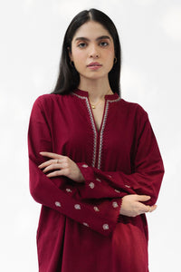 ZARA SHAHJAHAN-3PC DHANAK EMBROIDERED SHIRT WITH DHANAK EMBROIDERED SHAWL AND TROUSER-BIC-5021