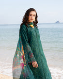JADE-3PC LAWN CHIKAN EMBROIDERED SHIRT WITH CHIFFON PRINTED DUPATTA AND TROUSER-BIC-4877