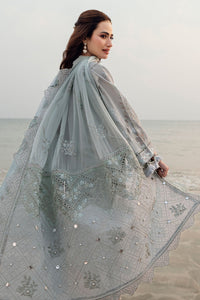 NUREH-3PC DHANAK LASER WORK EMBROIDERED SHIRT WITH CHIFFON EMBROIDERED DUPATTA & TROUSER-BIC-4214