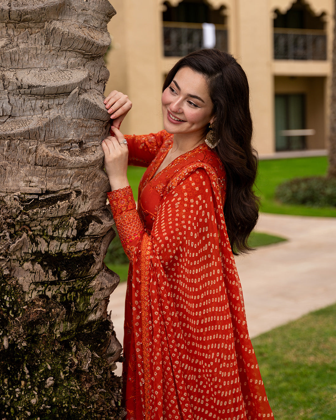 FAIZA SAQLAIN-FROCK 3PC LAWN EMBROIDERED SHIRT WITH CHUNRI PRINTED EMBROIDERED DUPATTA AND TROUSER-4866