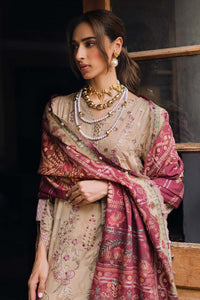 NUREH-3PC DHANAK EMBROIDERED SHIRT WITH COURTRAI PRINTED SHAWL & TROUSER-BIC-