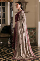 NUREH-3PC DHANAK EMBROIDERED SHIRT WITH DHANAK EMBROIDERED SHAWL AND TROUSER-BIC-4375