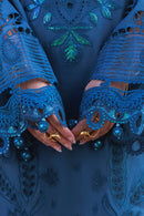 NUREH-3PC LAWN LASERWORK EMBROIDERED SHIRT WITH CHIFFON PRINTED EMB DUPATTA AND TROUSER-BIC-4784