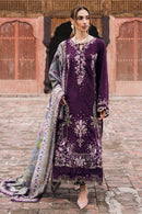 NUREH-3PC DHANAK EMBROIDERED SHIRT WITH COURTRAI PRINTED SHAWL & TROUSER-BIC-4351